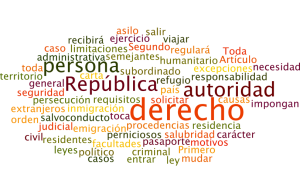 Los tamaños de las palabras van en relación al número de veces que se repite en el texto constitucional.