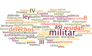 Los tamaños de las palabras van en relación al número de veces que se repite en el texto constitucional.